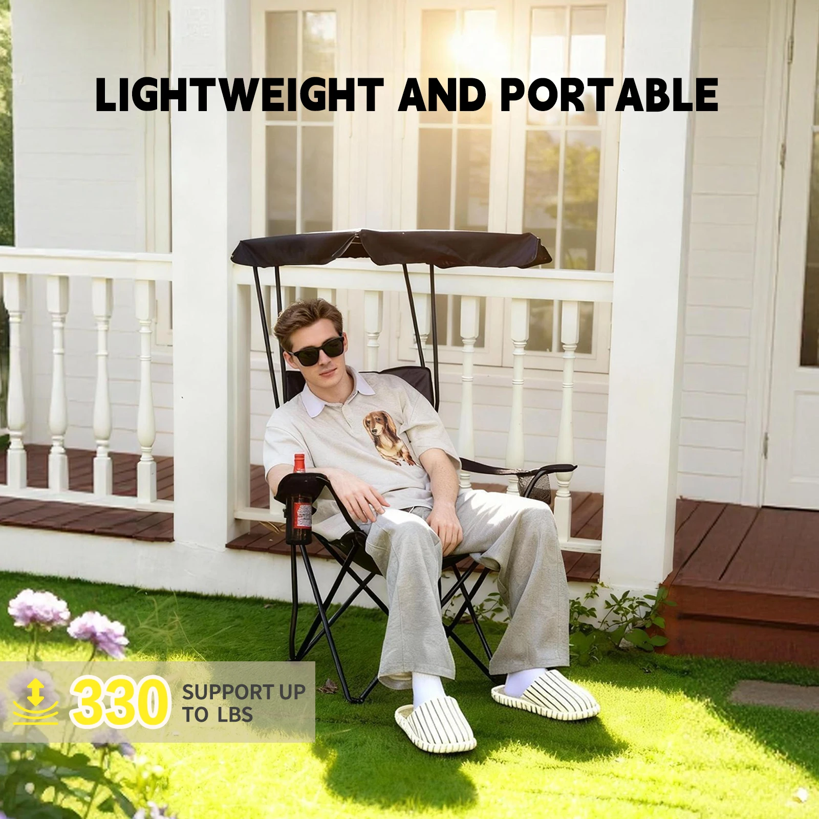 

Складное пляжное кресло из 2-х частей, портативное кресло для кемпинга с навесом от солнца, легкое складное кресло для пикника и рыбалки