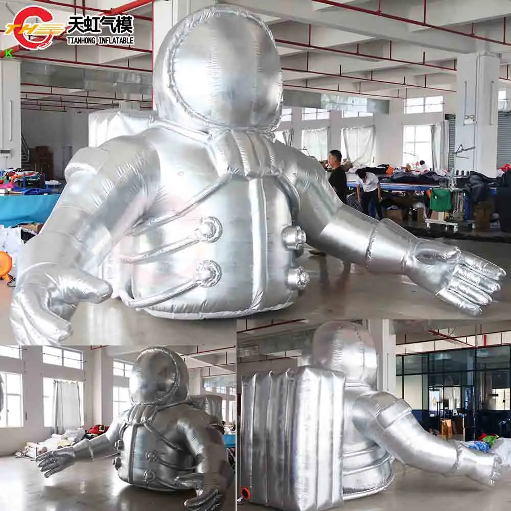 

Быстрая доставка, серебристая надувная модель астронавта высотой 10 футов, 3D выдувные модели космонавта с воздуходувкой