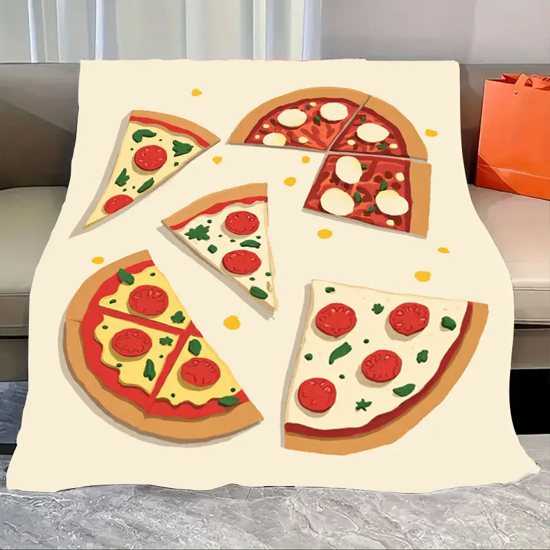 

1pc Flannel Blanket Pizza Slice Print Soft Cozy Blanket for Couch or Bed Decor