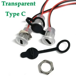 USB-C 5A High Current Charging Socket With M11 Nut Snap Lock Plate Transparent Female Type C Waterproof Female Connector Jack