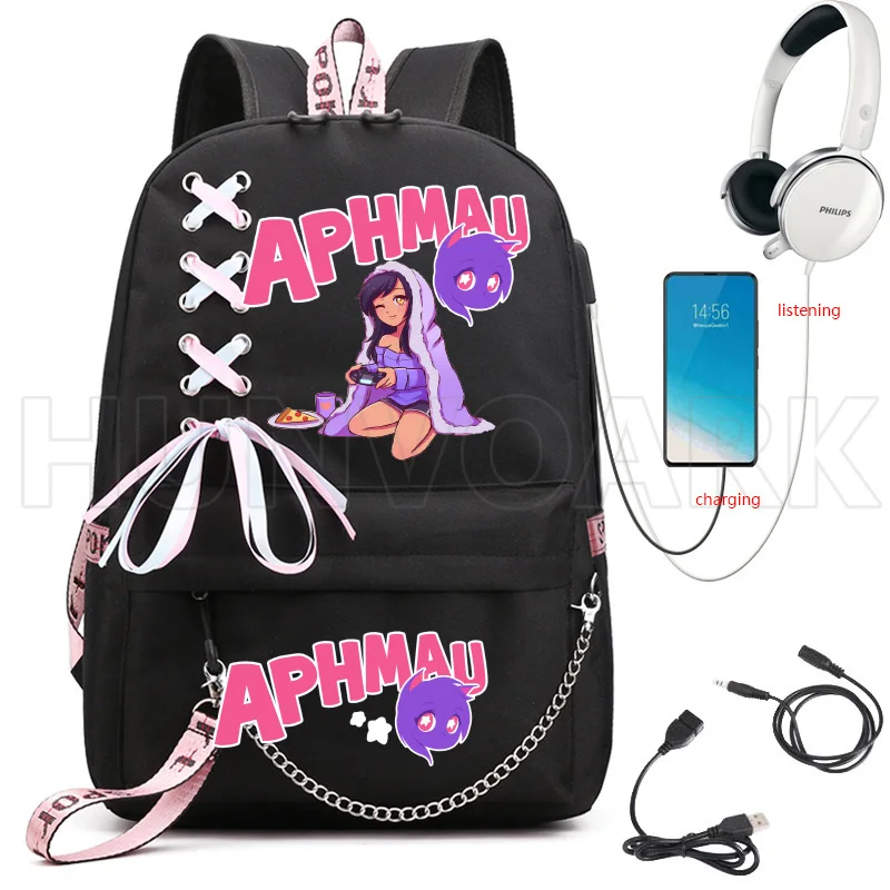 Aphmau Backpack Usb Charging Laptop Backpacks Male Female Ribbion Waterproof School Bags High School Bag For Teenage Mochilas