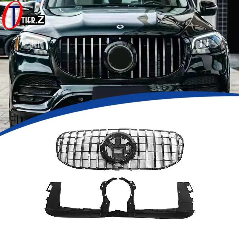 GT Style Front Bumper Grille Vertical Grill for Mercedes Benz 2020-2023 GLS X167 Racing Grills ABS Car Styling Accessories