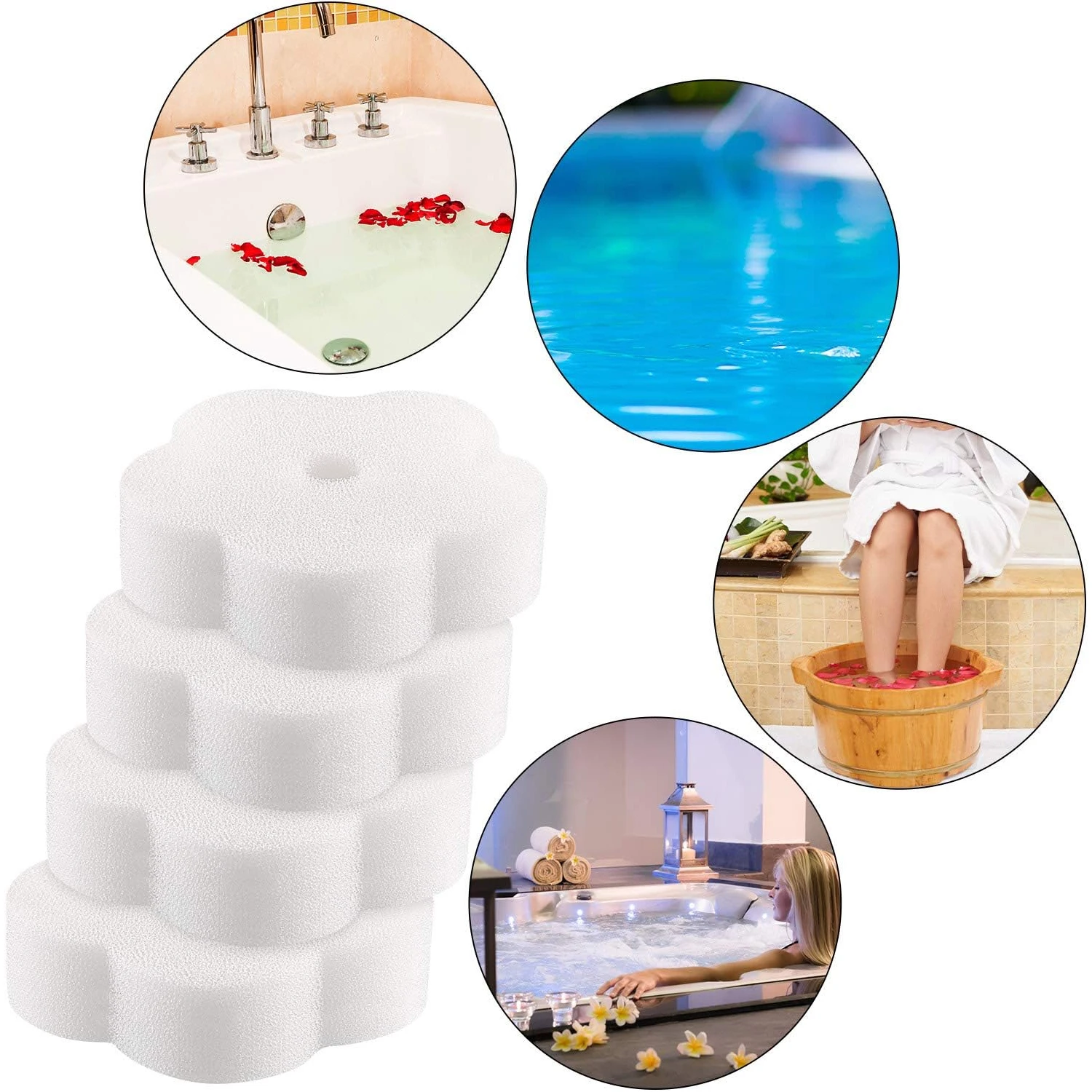 24pcs, Oil Absorbing Scum Sponge, Cleaning Sponge For Pool Accessories, Swimming Pool And Spa, Flower