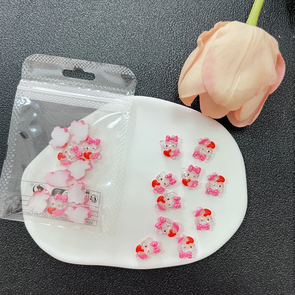 10pcs/Bag Kawaii HelloKitty Kuromi Nail Parts  Cute Resin Mini Cartoon MINISO Series Nail Art Charms Y2K Girls Nail Wholesale