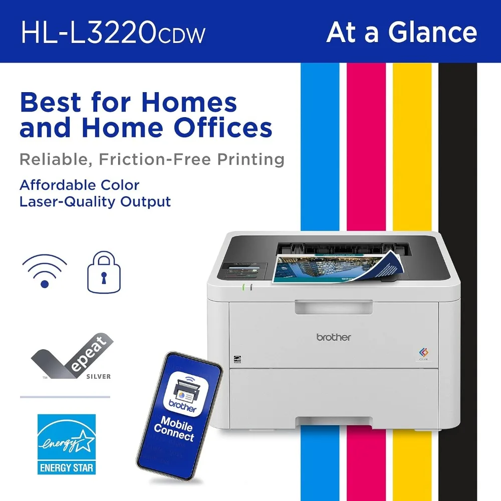 ワイヤレスコンパクトデジタルカラープリンター,HL-L3220CDW,レーザー品質の出力,デュプレックスおよびモバイルデバイス印刷