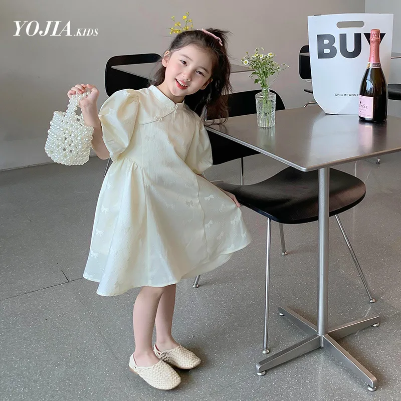 

Baby Girl Dress Girls Summer Dress 2024 New Children Chinese Style Summer Girl Princess Fashion Comfort Casual Soft Simple Dress