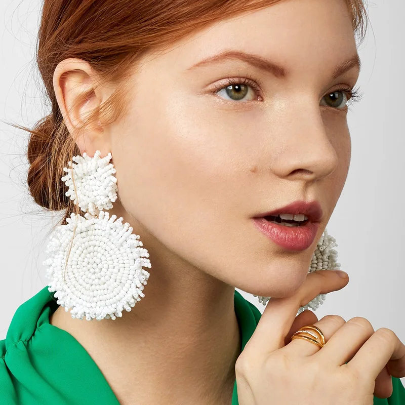Orecchini di perline bohémien grandi fatti a mano FLOLA orecchini colorati di grandi dimensioni Boho da donna per le donne gioielli bohémien ersp66