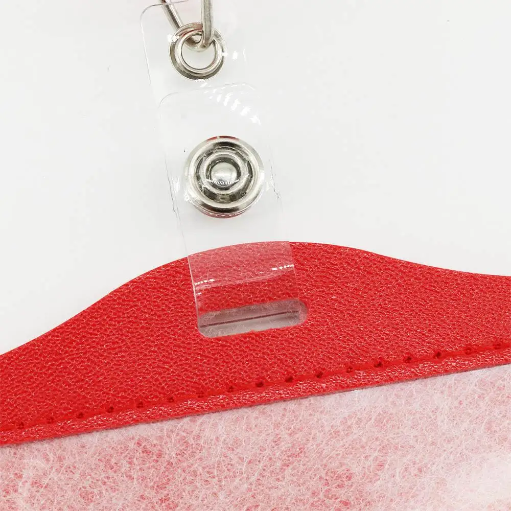 

Candy Colors PU Leather Card Holder Clip Horizon Style Name Card Holder Nurse Doctor Retractable Badge Reels ID Badge Holder