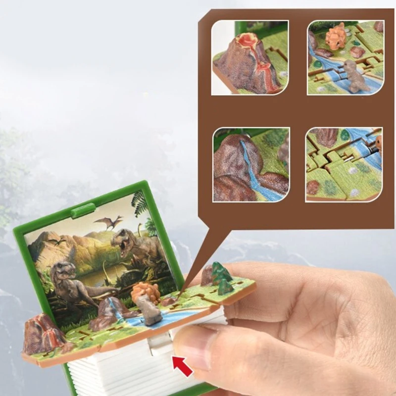 dinozaur breloki 3D dinozaur książka brelok składany Pop-Up Book brelok 3XUA