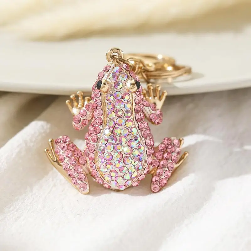 1 Stück Unisex 5-Farben-Strass-Tier-Schlüsselanhänger, Niedlicher Kronen-Frosch-Schlüsselanhänger für Frauen, Modische Geschenke – Detail 13
