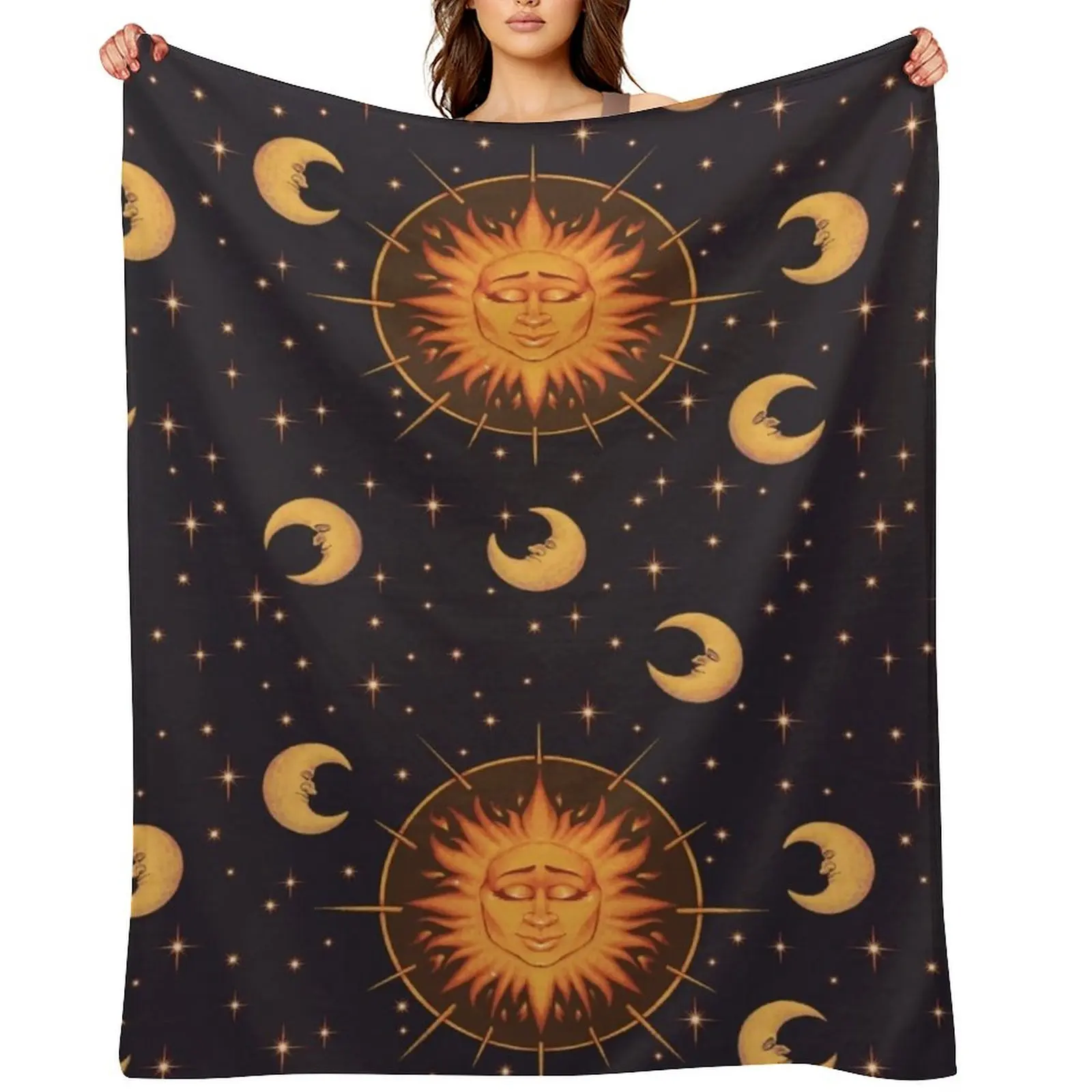

Celestial sun moon classic Throw Blanket Bed linens decorative Softest for sofa Blankets