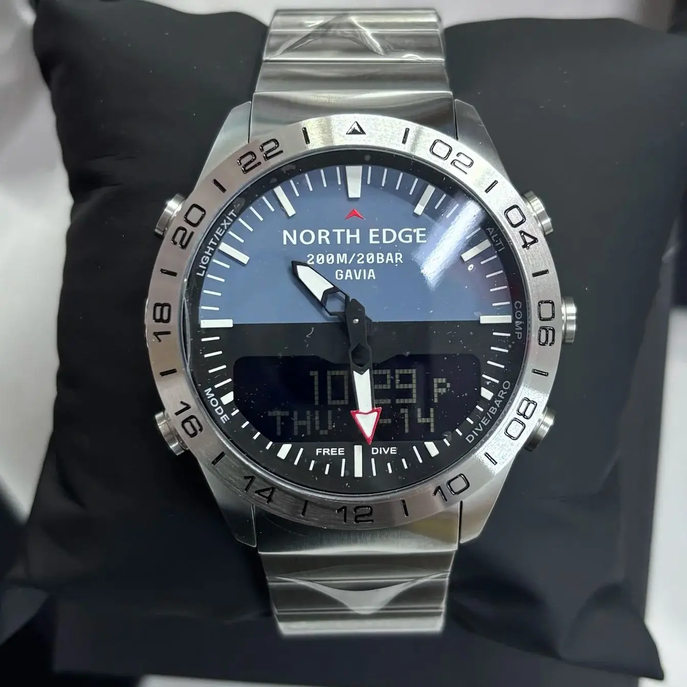 North edge masculino mergulho esportes relógio digital relógios militares do exército luxo aço completo negócios à prova dwaterproof água 200m altímetro bússola