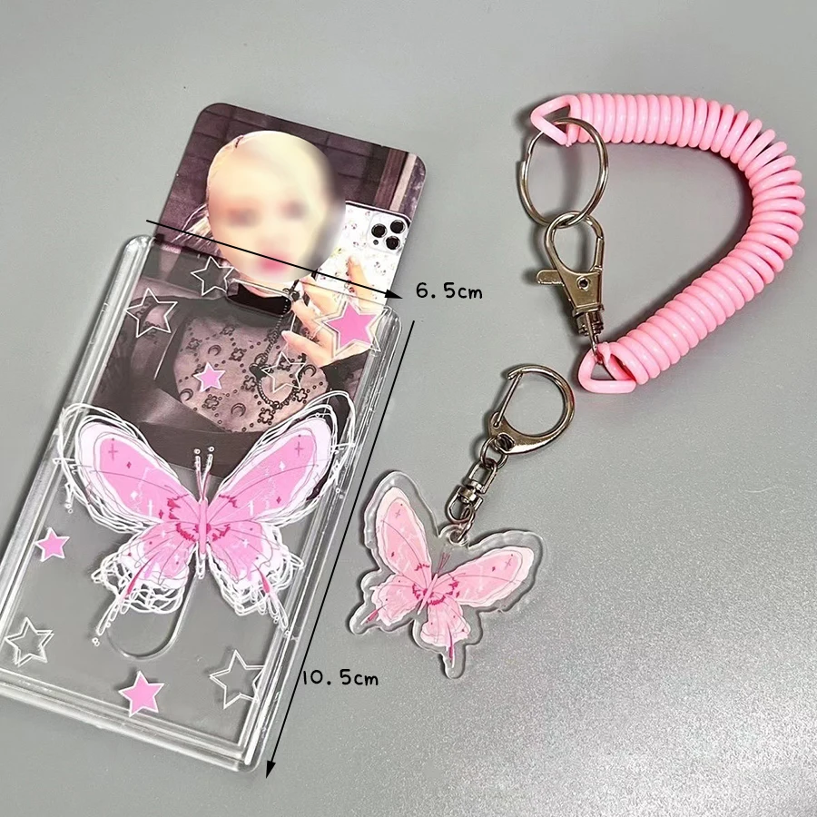 Sharkbang 1 set porta carte d'identità scolastiche con farfalla in acrilico, custodia per carte per studenti universitari, organizer per forniture educative