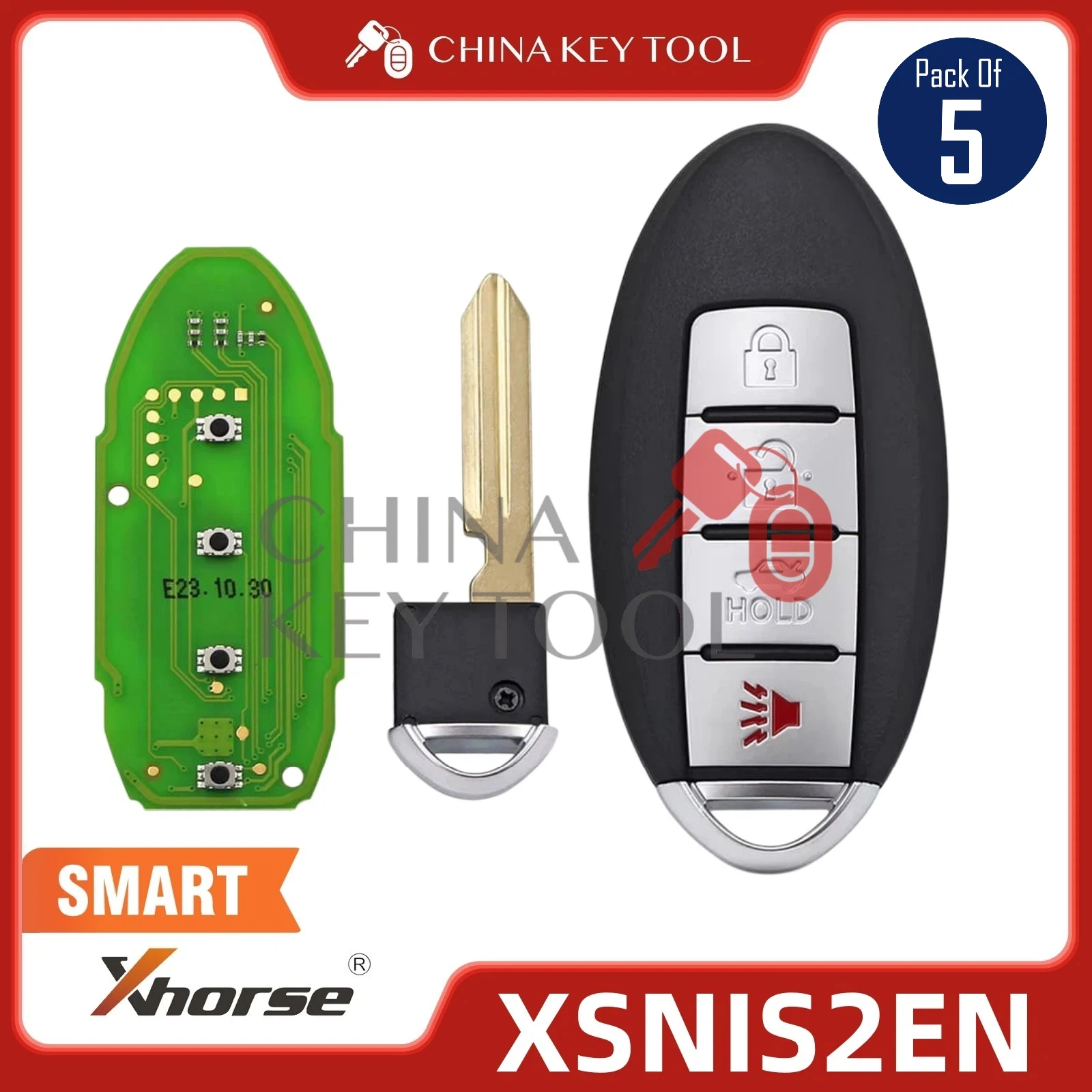5PCS/LOT Xhorse XSNIS2EN Universal Smart Remote Key 4 Buttons Proximity Function ID46 47 49 4A 4D 48 MQB for VVDI Key Tool