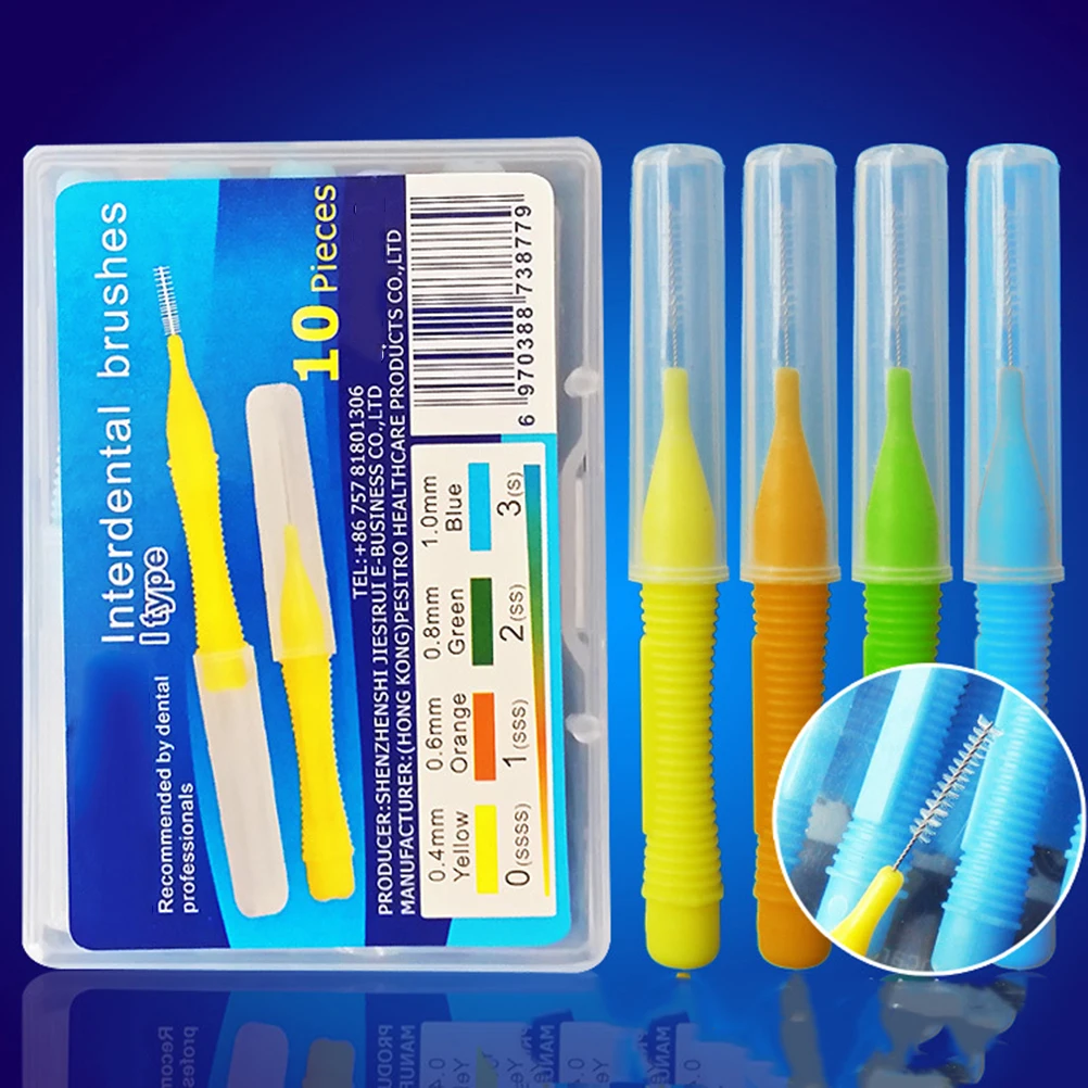 ชุดแปรงซอกฟัน 1 ชุด ป้องกันฟันผุ ทำความสะอาดซอกฟัน ไหมขัดฟัน แปรงซอกฟันสีเหลือง ทำความสะอาดเศษอาหาร