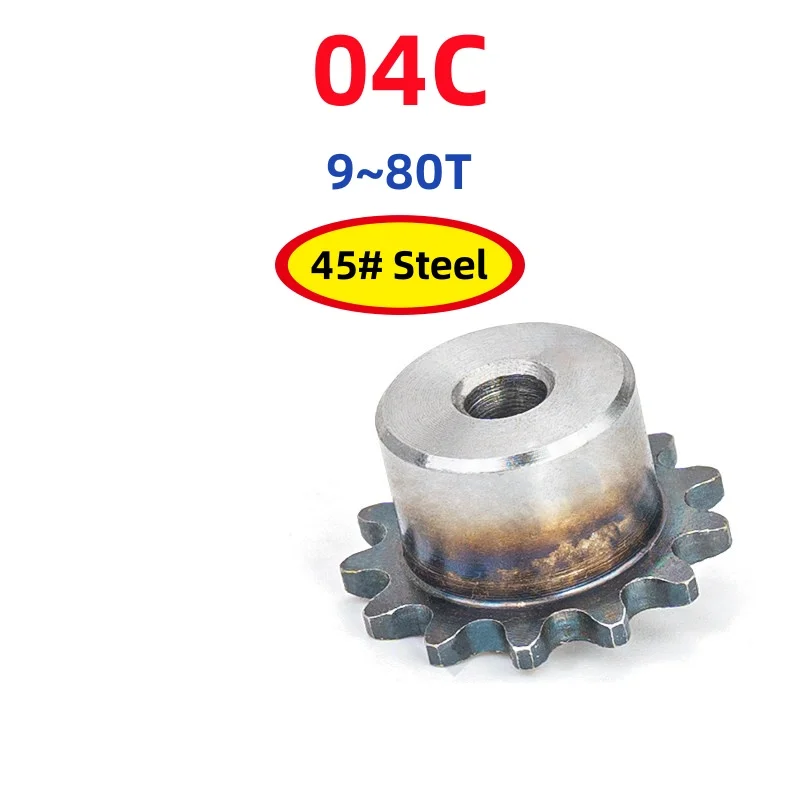 45# Steel 04C Chain Drive Sprocket 9~80 Teeth Pitch 6.35mm Roller Chain Sprocket Wheel For Industrial Drives