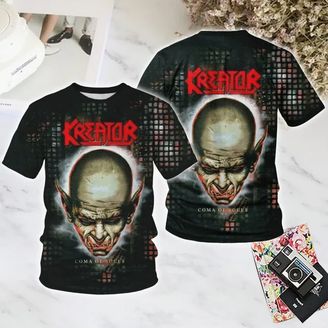 Popular Rock Kreator 3D Print T-Shirts Men's Women Short Sleeve Round Neck T Shirt Harajuku Y2K Hip Hop Top Tees Unisex Clothing view 4