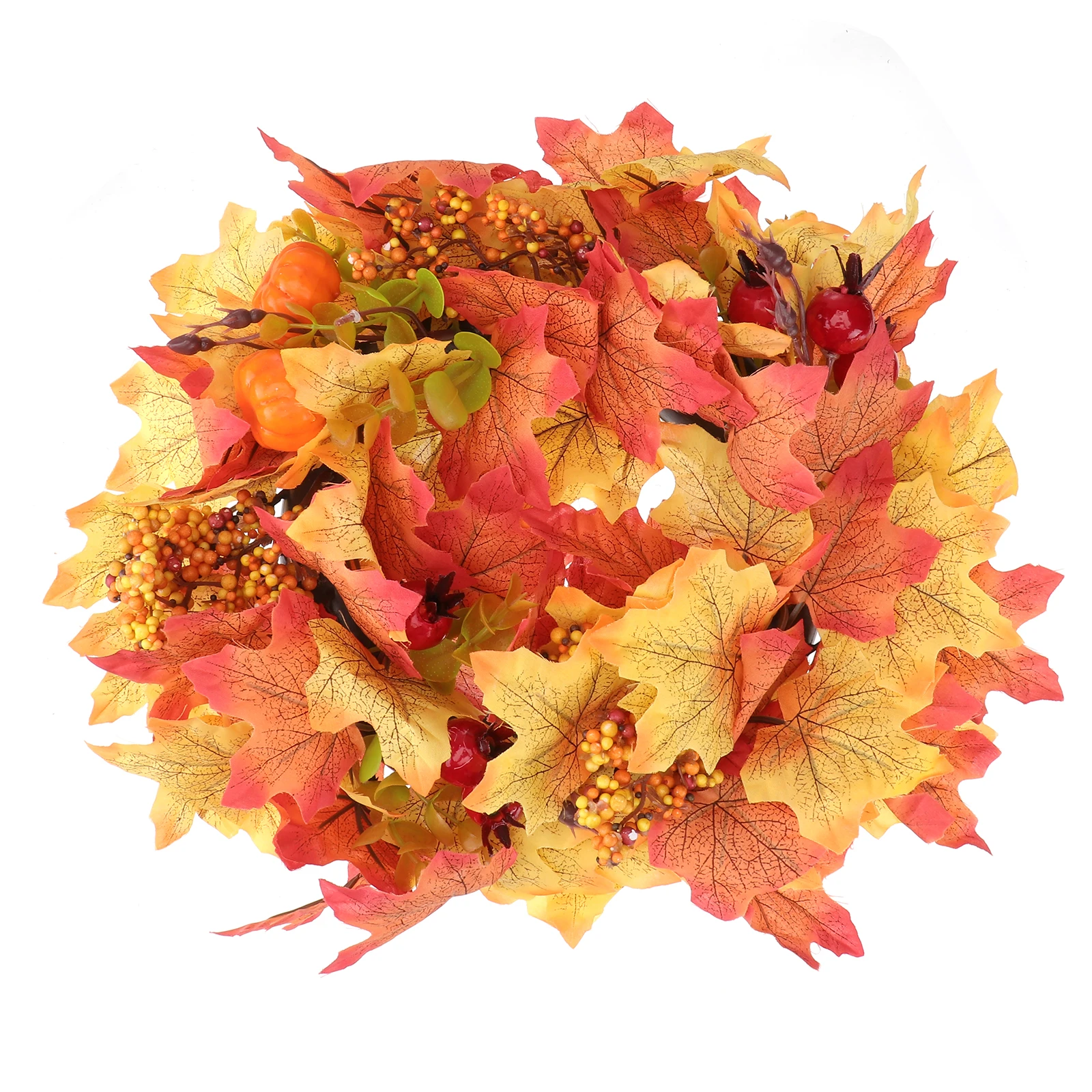 

1pc Pumpkin Wreath Maple Leaf Design Festival Home Decor Door Wreath For Thanksgiving Halloween Artificial Garland Ornament