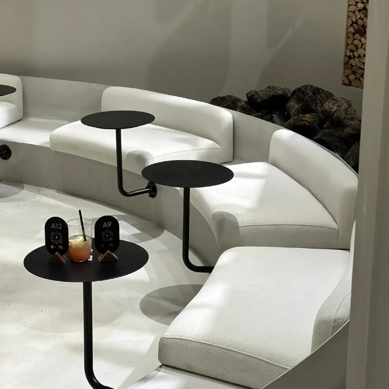 Minimalist Round Dining Table Compact Wall Side Desk Booth Counter Table for Milk Tea Shop Commercial Restaurant Furnishings