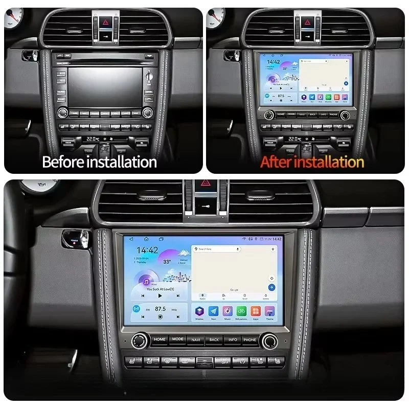 Android 14 Carplay Auto Car Radio Multimedia Player for Cayman 911 987 Boxster 997 2005-2012 Stereo Screen