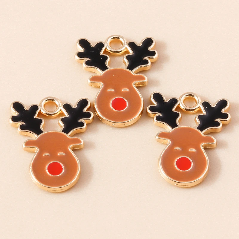 20 Stück 12x16mm Cartoon Tier Charms Emaille Weihnachten Hirsch Charms Anhänger für Schmuckherstellung Ohrringe Halsketten DIY Handwerk Versorgung – Detail 4