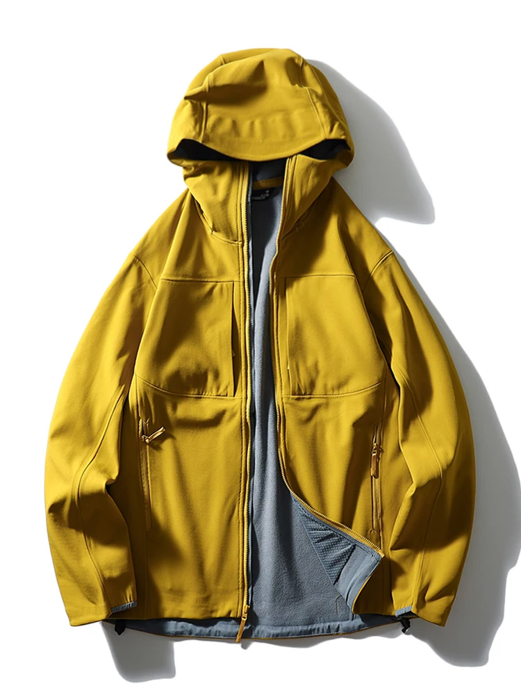 

Men's Outdoor Soft ell Jaet Windproof Waterproof Autumn Winter Sports Coat Workwear Outerwear Youth Faion Thiened Nylon