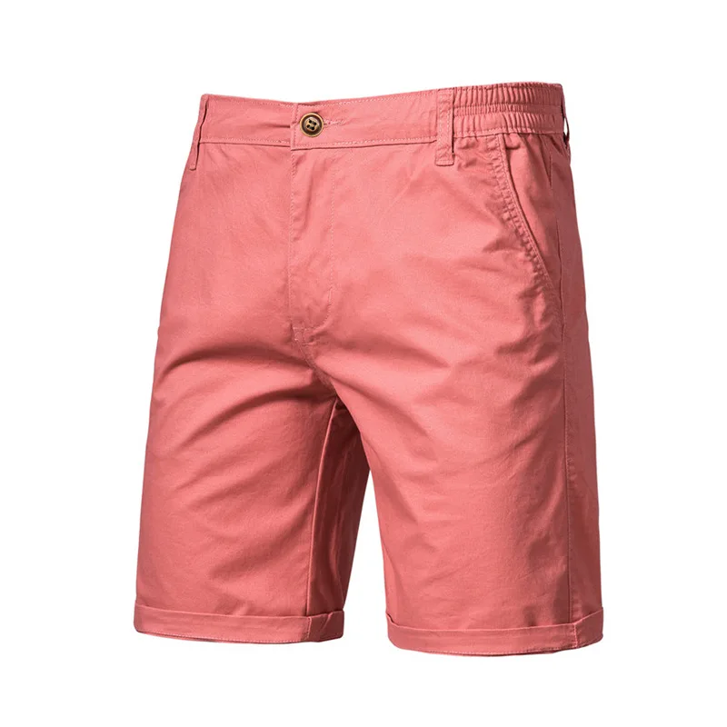 Pantalones cortos de algodón para Hombre, Shorts de Color sólido, cintura elástica, informales, negocios, Social, playa, Verano