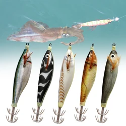 Luminous Squid Jig Hook Fishing Lure Artificial Fake Octopus Lures Wood Shrimp Cuttlefish Hard Bait Sea Jigs Fishing Tackle