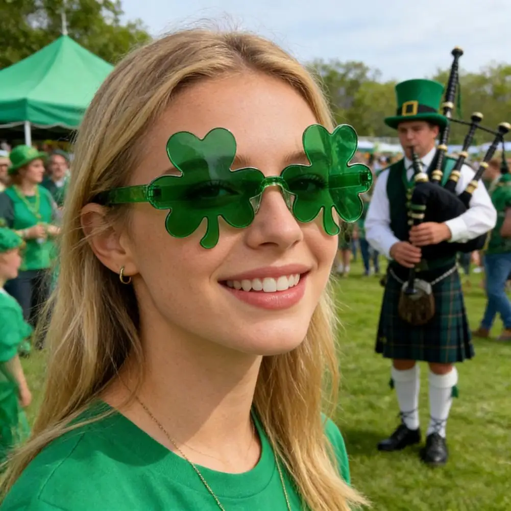 Очки-ко-Дню-Святого-Патрика-блестящие-с-клевером-в-форме-пивной-бутылки-зеленые-на-удачу-в-ирландском-стиле-реквизит-для-фотозоны-сувениры-для-вечеринки