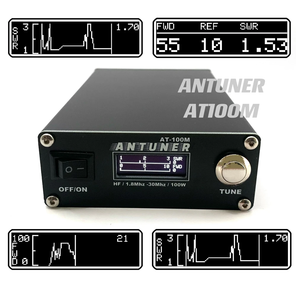 ANTUNER Universal 1.8MHz-30MHz 100W antenna tuner Built-in power meter for HF radio USDX G1M FT-818 817 IC-705