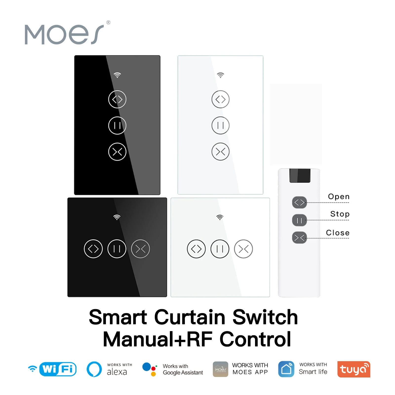 MOES WiFi Smart Curtain Blind Switch for Electric Motorized Tuya Curtain Roller Shutter Alexa Echo Google Home Voice Control