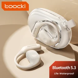 Toocki 오픈 이어 무선 이어폰 블루투스 5.3 생활 방수 헤드셋 투명 3D 스테레오 헤드폰 야외 스포츠 이어 후크