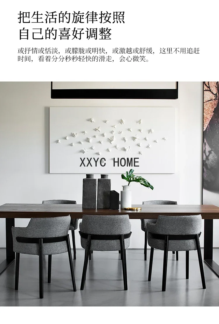 Скандинавский обеденный стул из цельного дерева, современный минималистичный японский стиль, бревенчатый стиль, ресторанная ткань, ремесло B & B, домашнее кресло с подлокотником