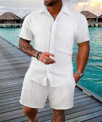 Chemise de sport ample à manches courtes pour hommes, costume de plage décontracté monochrome, tendance de la mode estivale, objectifs de fitness