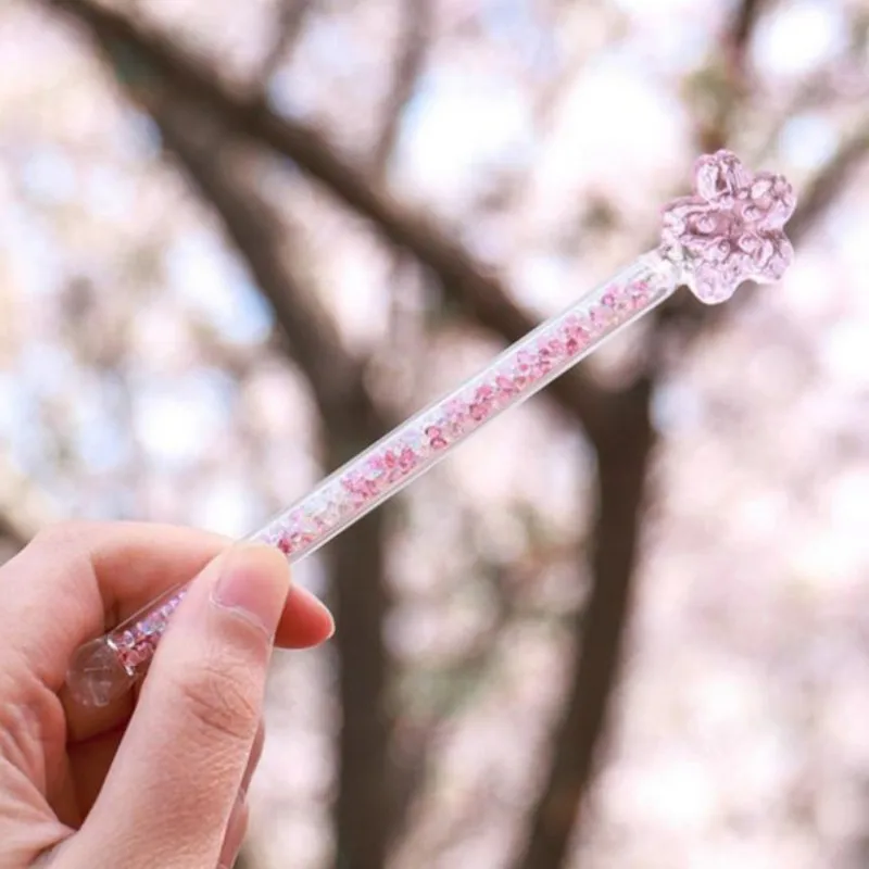 Glass Stirring Rod Pink Cherry Blossom Cat Paw Design Drink Stirrer Cocktail Stir Sticks for Coffee Milk Reusable Mixing Sticks