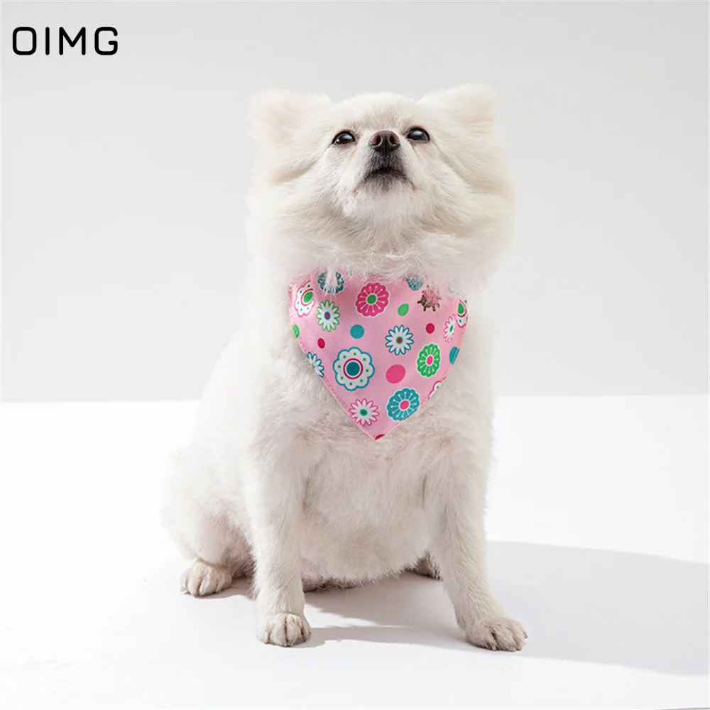 

OIMG Small Dogs Bibs Collar Washable Bandana For Pets Supplies Full Printed Puppy Scarf Accessories Adjustable Dogs Saliva Towel