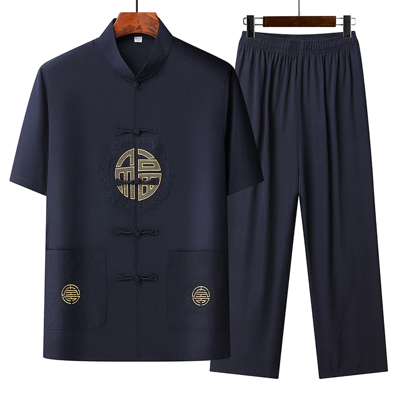 

(Shirt + Trousers) 2026 New Summer Men Shirt Men'S Sets High Quality Comfortable Loose Casual Shirts Two Piece Size M-4xl