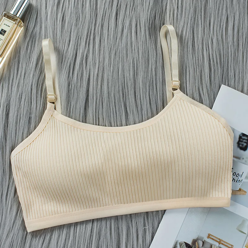 Teen Girls Underwear Training Bra Sports Bra Solid Color Teen Underwear Puberty Bras Full Cup Seamless Push Up Running Yoga Bra