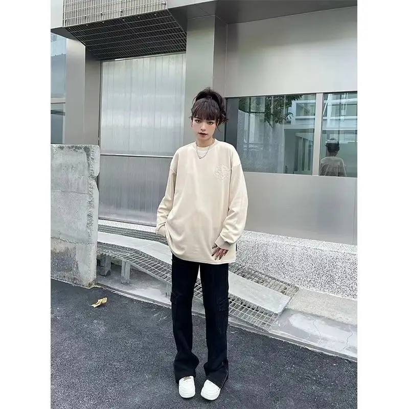 레트로 아메리칸 스웨이드 루즈 대형 300 Pou 로즈 자수 남성과 여성을위한 하이 스트리트 트렌디 인 스웨트 셔츠