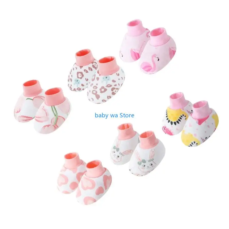 جوارب داخلية للرضع مكونة من 6 أزواج من القطن بأصفاد قابلة للتمدد وطباعة شخصيات كرتونية لطيفة لحماية الزحف أحذية أرضية 4XBD #4