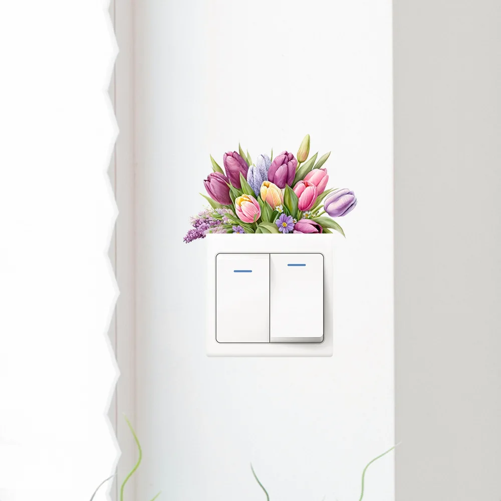 

Botanical Switch Stickers Set, Floral Wall Decals for Home Decor, Self-Adhesive Outlet Covers