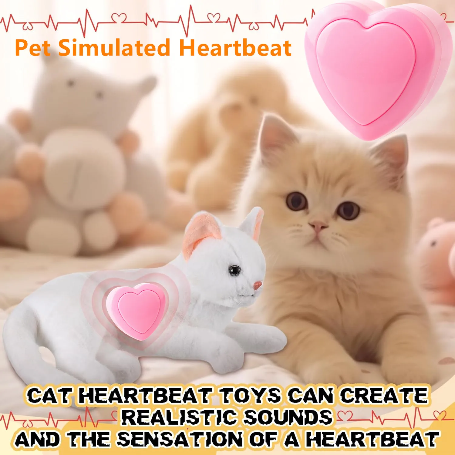 Heartbeat Pet Toy Pets Simulated Heartbeat Heartbeat Dog Toy for Puppy Heartbeat Toy Cats Pet Anxiety Relief and Calming Aid