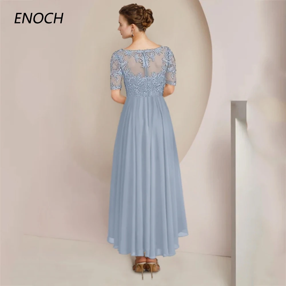 Enoch elegante A-Linie Mutter der Braut Kleider mit Jacke Spitze Applikationen Reiß verschluss zurück Chiffon Hochzeits feier Kleid Vestidos neu