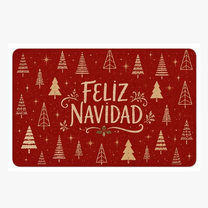 Minimalist Xmas Pine Design Washable Floor Mat Decorative Door Rug Perfect For Indoor Outdoor Entryway Welcome Accent