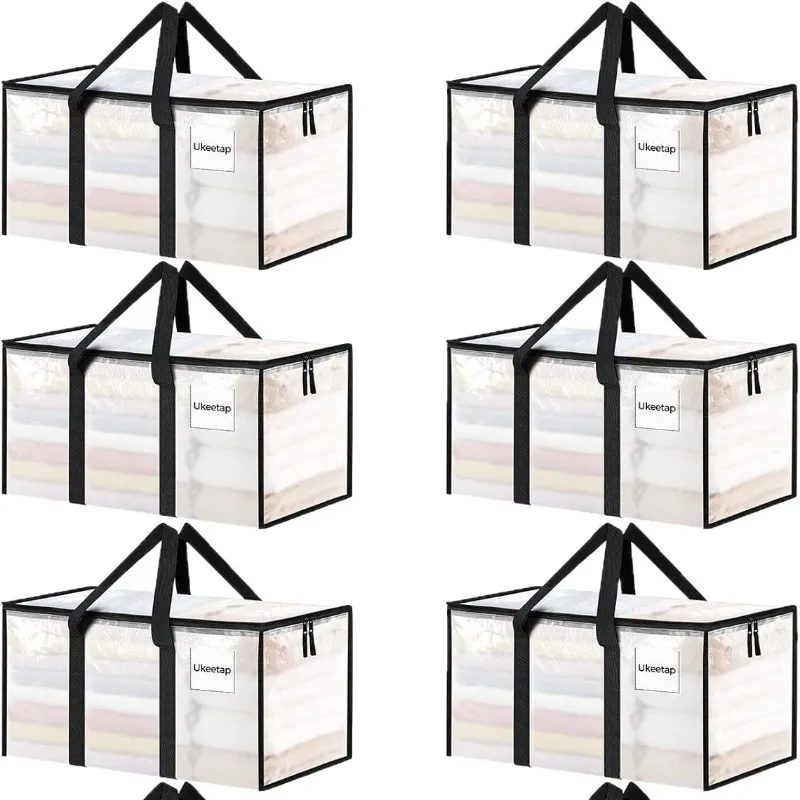 Oversized Moving Bags with Reinforced Handles - Heavy-Duty Storage Tote Boxes with Zippers & Handles for Clothes & Moving