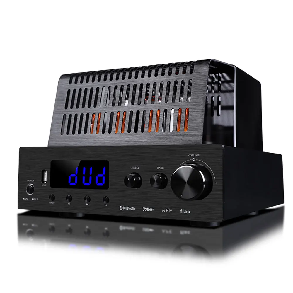 TH-102 HIFI Vacuum Tube Amplifier Bluetooth BASS Optical Fiber Coaxial Lossless Sound Quality USB Home High Power AMP