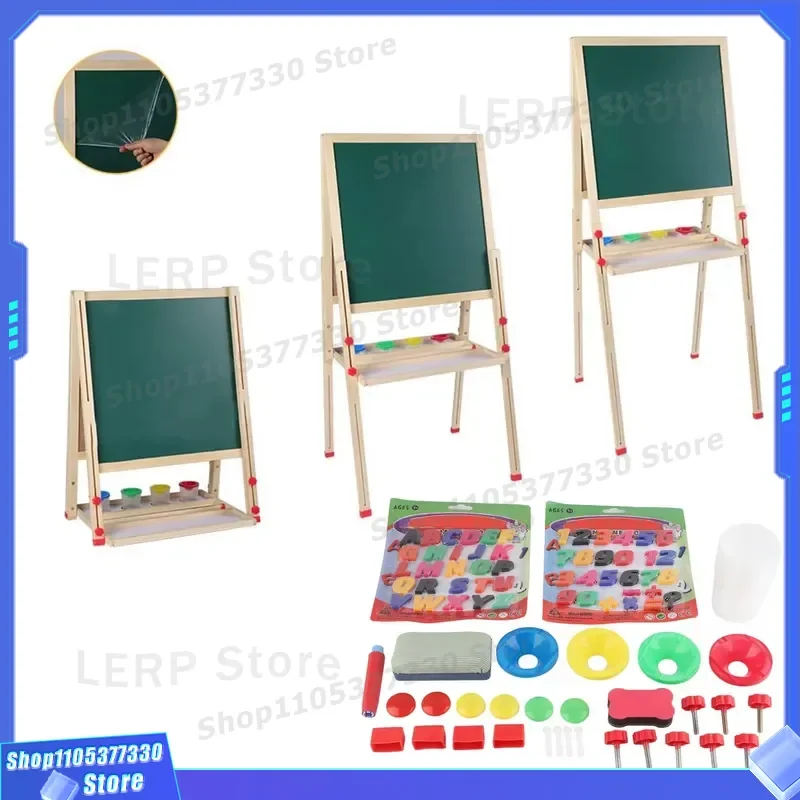 Double Sided Magnetic Easel for Kids Drawing Board Adjustable Height Whiteboard Stand Educational Toy for Children Art Craft