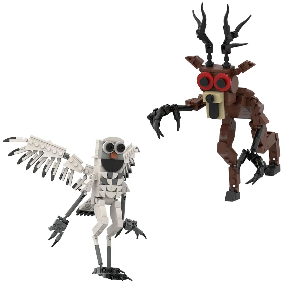 Novo 99 noites na floresta bloco de construção coruja veado homem monstro blocos de construção novidade crianças brinquedos presentes natal