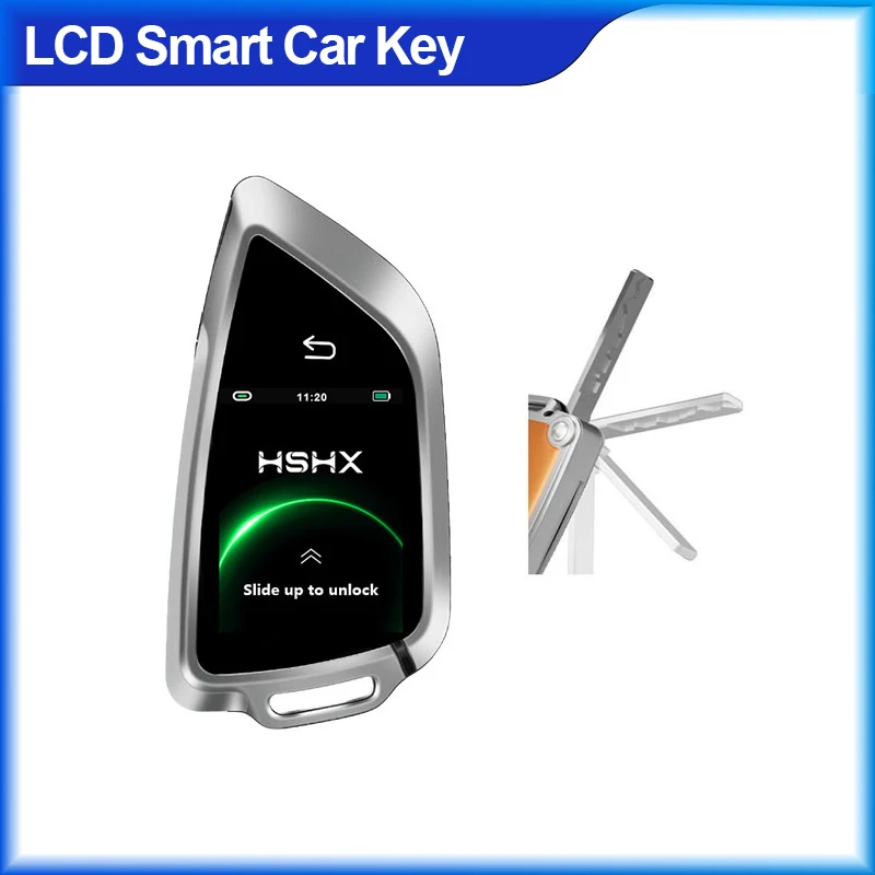 LCD Smart Car Key Multi Language Equipped with Mechanical Spare Key Entry Lock Unlock Car Keys