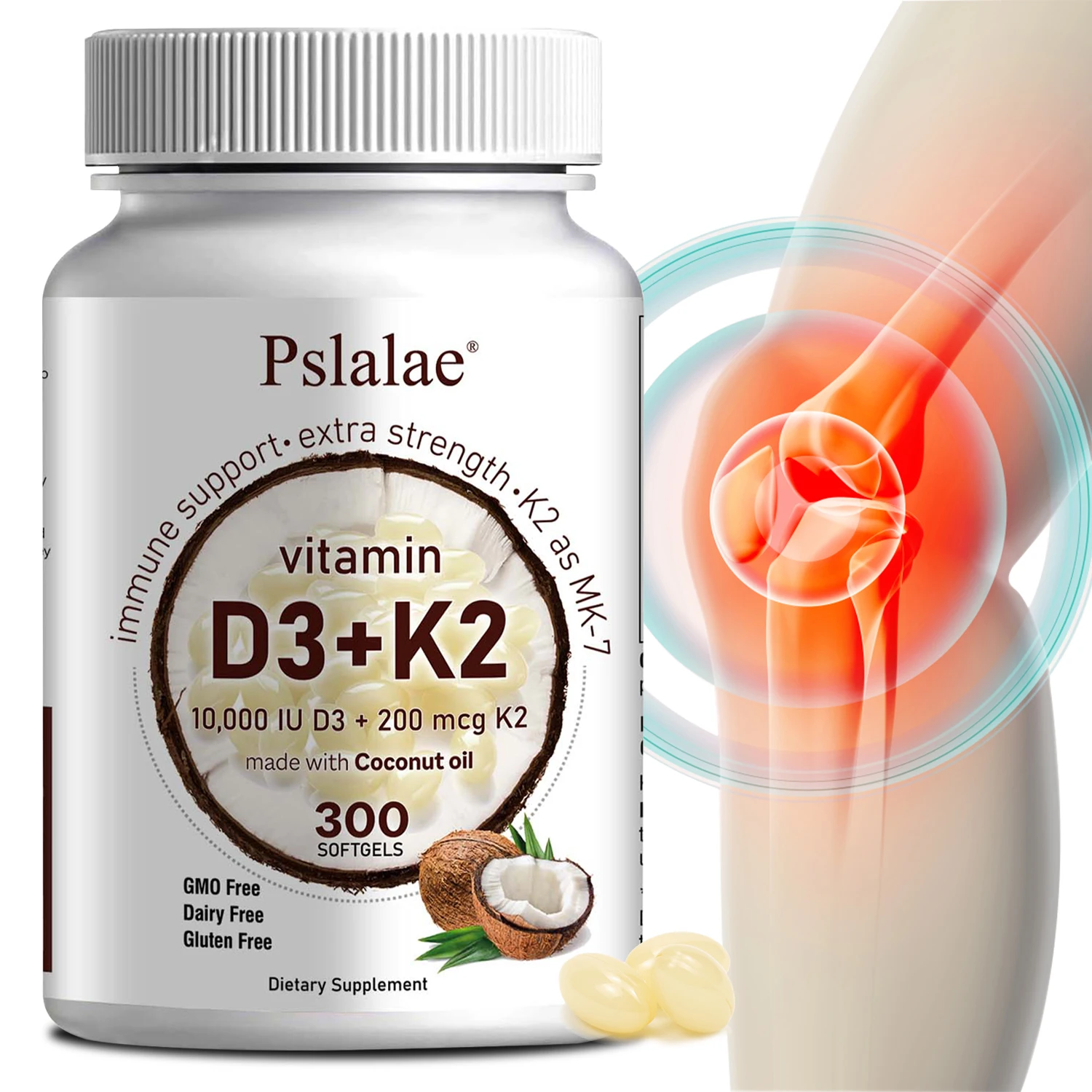 

300 шт. добавка с витамином D3 K2 — способствует сильных костей, впитыванию кальциям, зубами, сердцем, сердцем, сердечно-сосудистой области здоровья